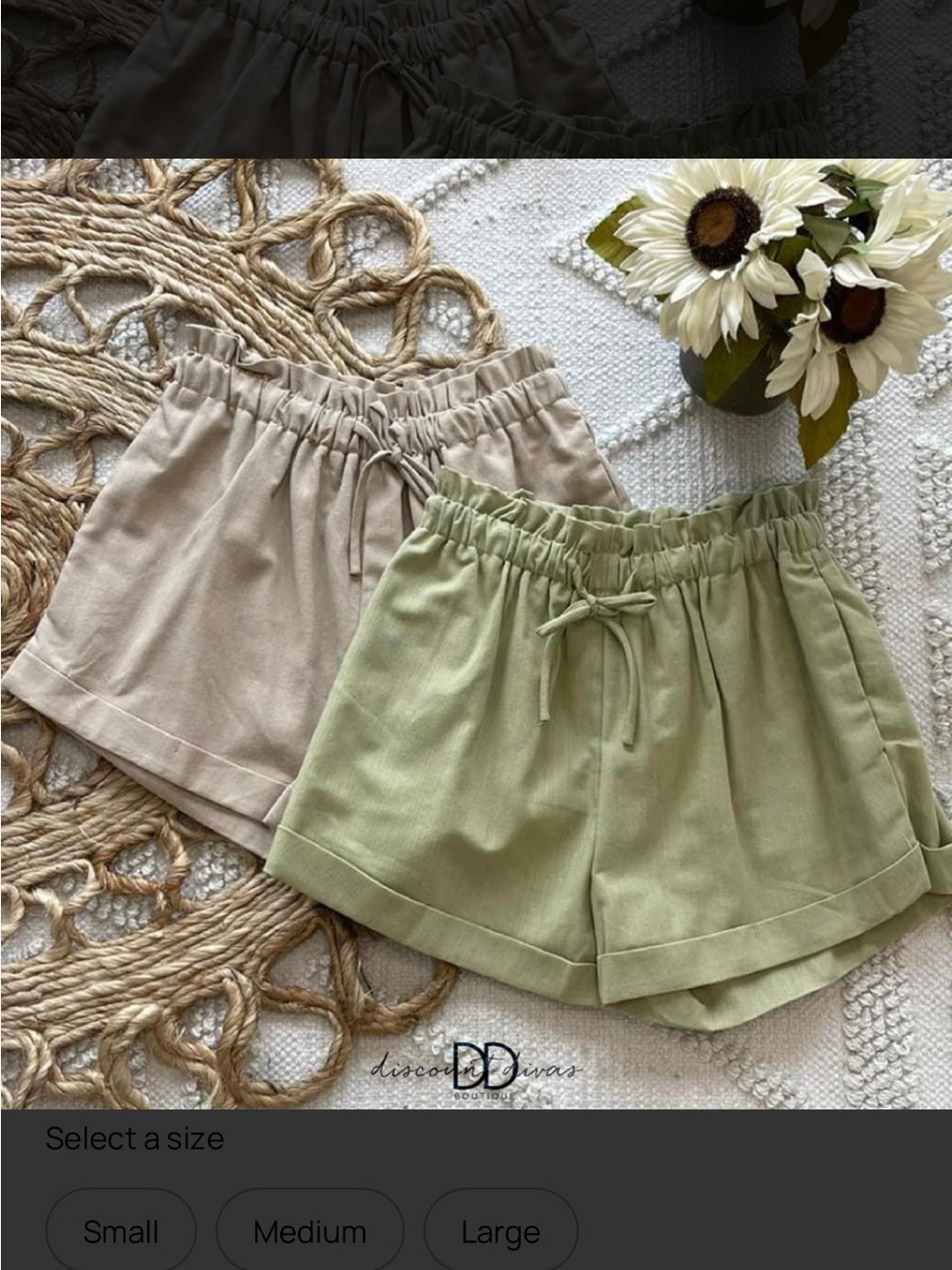 HYFVE High Waist Drawstring Shorts - Sage Green & Beige